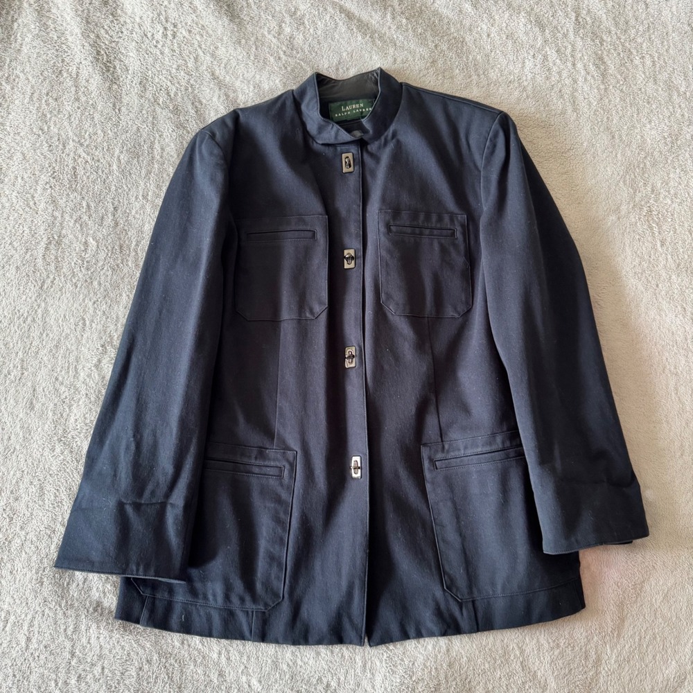 Vintage Lauren Ralph Lauren Navy Military Utility Jacket Women’s Size Tag Missin